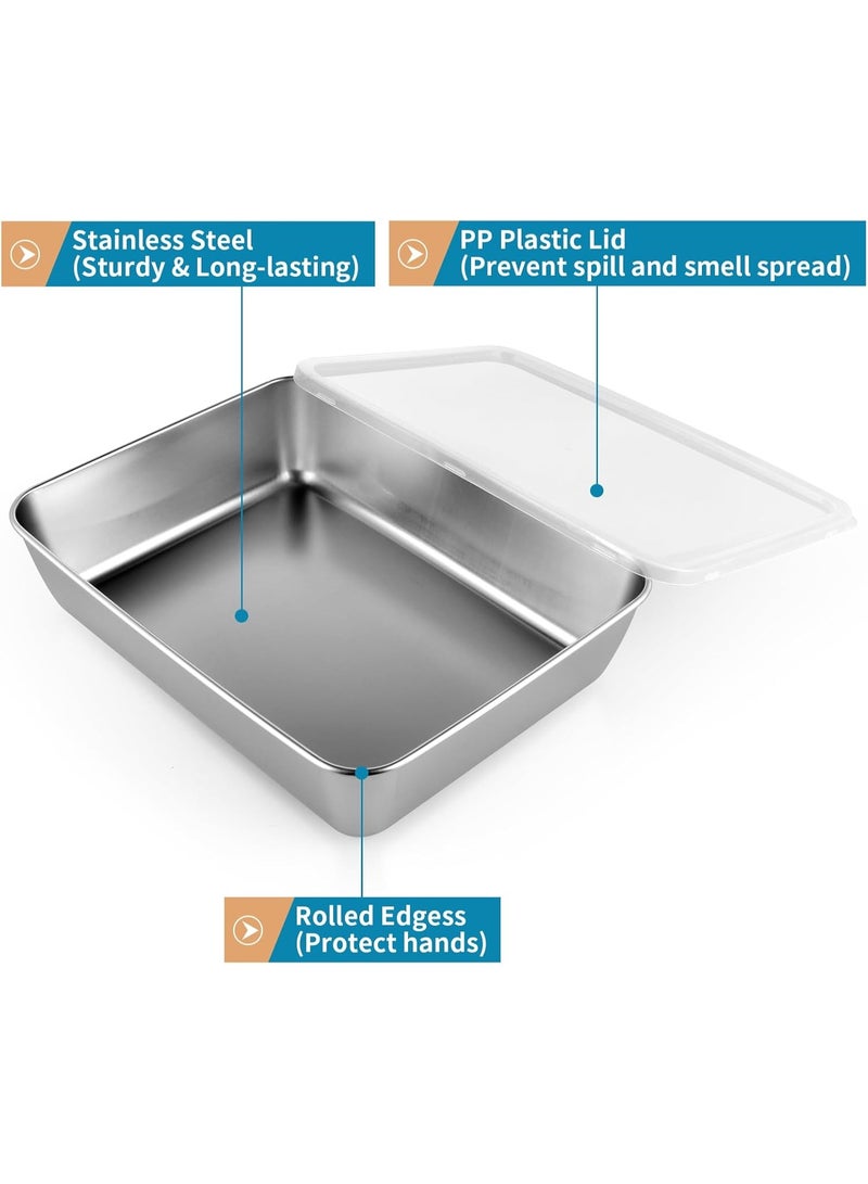 4 Pcs Stainless Steel Food Containers with Clear Lids, Stackable Snack Storage Boxes, Deli Meat Keeper for Refrigerator or Picnic, BBQ Party, Office, Gym Lunch - Image 3